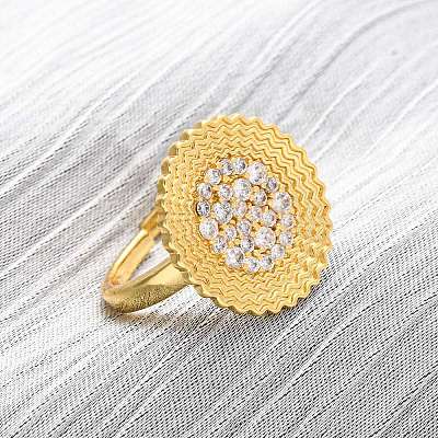 Brass Micro Pave Cubic Zirconia Cuff Rings RJEW-D323-04G-1