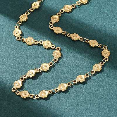 5.5MM 304 Stainless Steel Flower Link Chain Necklaces NJEW-P346-01G-1