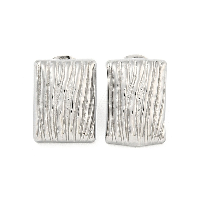 Non-Tarnish Rectangle 304 Stainless Steel Ear Studs EJEW-L290-012P-1