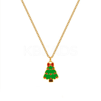 Christmas 304 Stainless Steel Enamel Pendant Necklaces FS-WGDAA96-04-1
