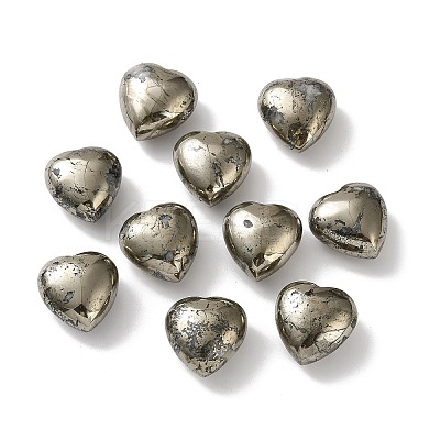 Natural Pyrite and Quartz Heart Palm Stones G-Z122-02-1