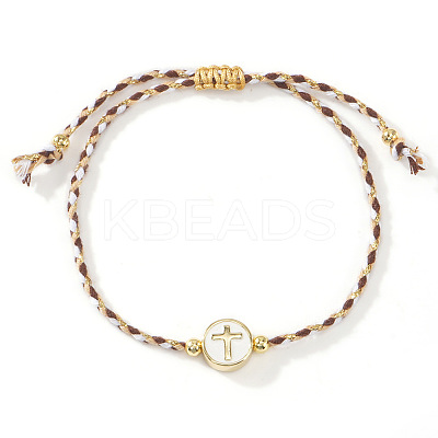 Brass Enamel Bead Braided Bead Bracelets AG3101-6-1