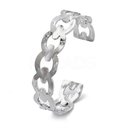304 Stainless Steel Hollow Cuff Bangles for Women BJEW-B108-05G-1