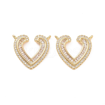 Brass Pave Clear Cubic Zirconia Pendants KK-E068-VC477-1
