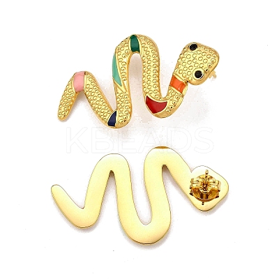 304 Stainless Steel Enamel Stud Earrings LS-EJEW-Z116-02G-1