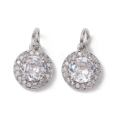 Brass Micro Pave Clear Cubic Zirconia Charms KK-K360-16P-1