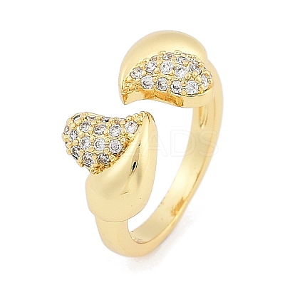 Brass Micro Pave Cubic Zirconia Cuff Rings RJEW-U030-03G-03-1