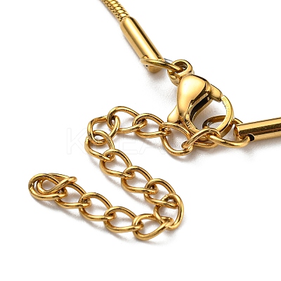 Ion Plating(IP) 304 Stainless Steel Round Snake Chain Bracelet with Oval Beaded BJEW-E088-03G-1
