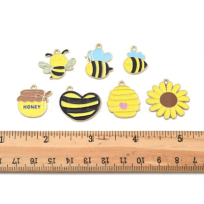 14Pcs 7 Styles Bees Theme Alloy Enamel Pandants FIND-FP0002-83-1