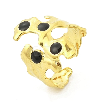 Irregular 304 Stainless Steel Enamel Wide Open Cuff Rings for Women LS-RJEW-G338-12G-02-1