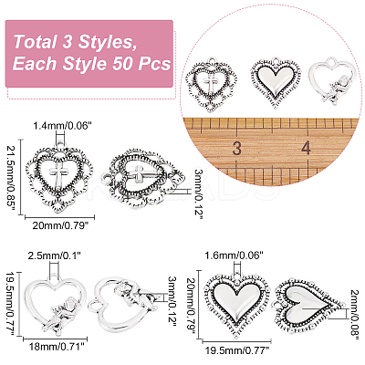 150Pcs 3 Style Tibetan Style Alloy Pendants TIBE-CA0001-19-1