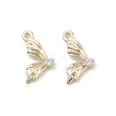 Brass Micro Pave Clear Cubic Zirconia Pendants KK-K351-37G-1
