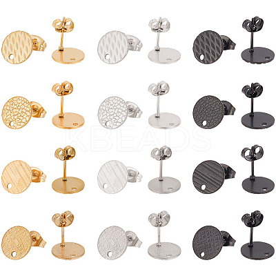 24Pcs 12 Style 304 Stainless Steel Ear Stud Findings STAS-AR0002-01-1