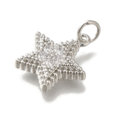 Rack Plating Brass Micro Pave Clear Cubic Zirconia Pendnat KK-H485-27P-1