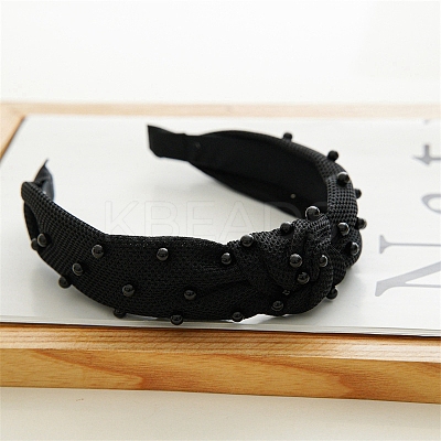 Mesh Beaded Cloth Hair Bands PW-WG58306-02-1