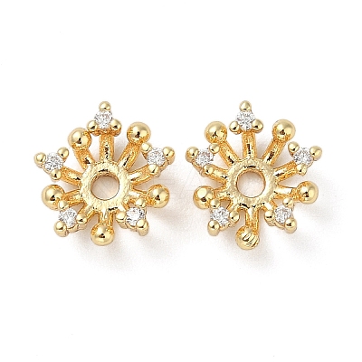 Brass Micro Pave Clear Cubic Zirconia Bead Caps KK-U045-05G-1