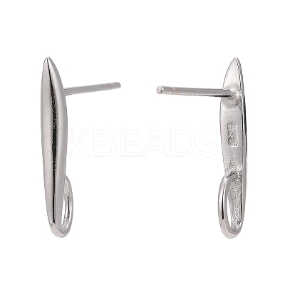 Anti-Tarnish Rhodium Plated 925 Sterling Silver Stud Earring Findings X-STER-K168-118P-1
