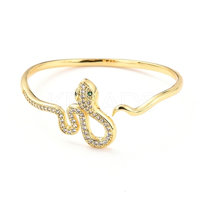 Bling Snake Cubic Zirconia Cuff Bangle BJEW-D448-13G-RS-1