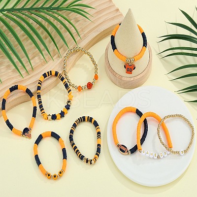 1 Set Handmade Polymer Clay Heishi Beads Stretch Bracelets Set BJEW-SZ0002-67A-01-1