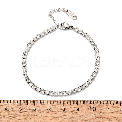 304 Stainless Steel Rhinestone Cup Chain Bracelets for Women BJEW-G753-01P-03-1