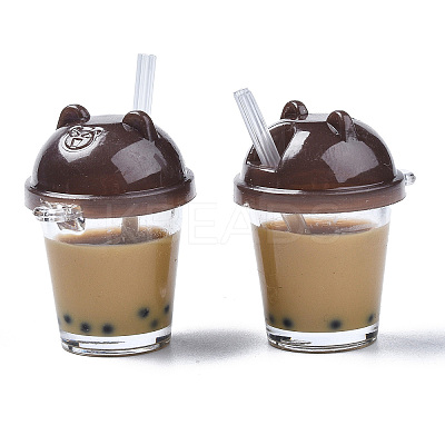Imitation Bubble Tea Resin Pendants RESI-S401-01B-1