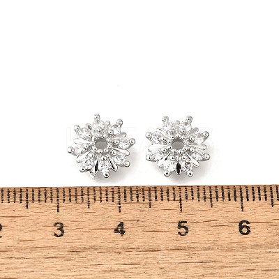 Flower Brass Clear Cubic Zirconia Bead Caps KK-V008-08B-P-1