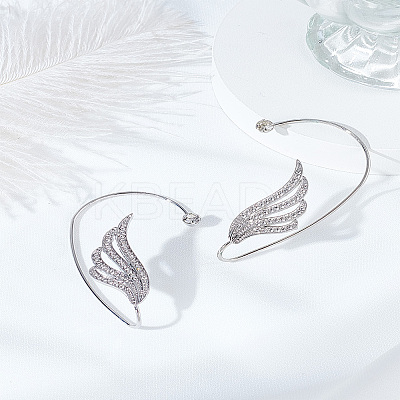 1 Pair Wing Alloy Rhinestone Cuff Earrings EJEW-LP0007-023P-1