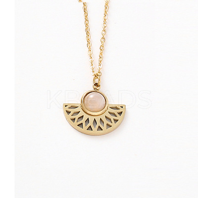 Natural Sunstone Fan Pendant Necklaces TQ8111-4-1