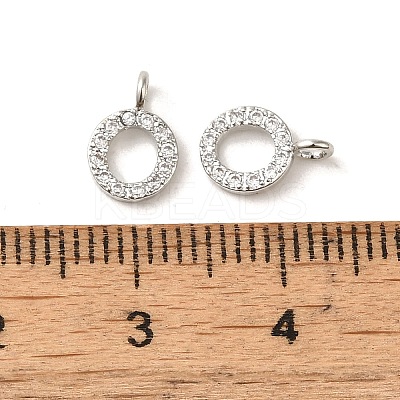 Initial Letter Brass Micro Pave Cubic Zirconia Pendants ZIRC-F008-O-1