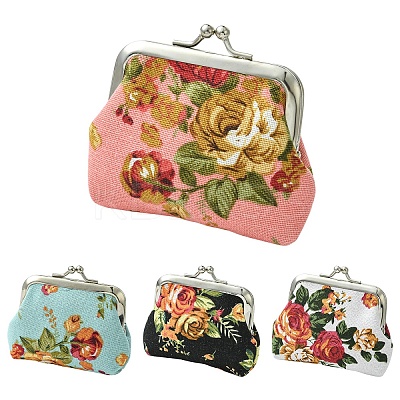 Flower Printed Cloth Wallets AJEW-YWC0001-11A-1
