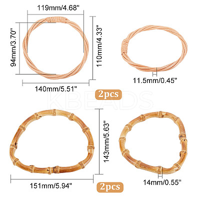 4Pcs 2 Style Bamboo & Rattan Bag Handle DIY-AR0002-80-1