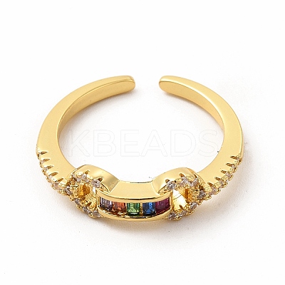 Cubic Zirconia Rectangle Open Cuff Ring KK-A180-28G-1