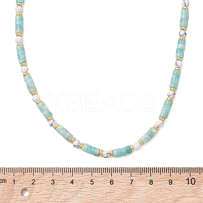 Round Synthetic Howlite & Natural Amazonite Heishi Beaded Necklaces for Women NJEW-JN06000-01-1