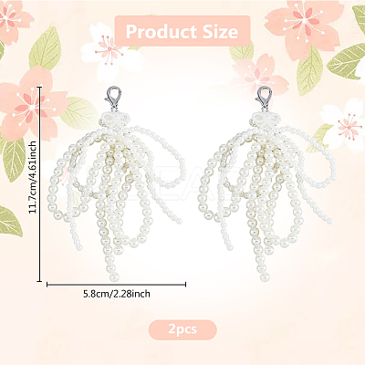 Bowknot Plastic Imitation Pearl Shoe Charms AJEW-WH0348-558B-1