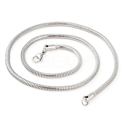201 Stainless Steel Round Snake Chain Necklaces for Women NJEW-G140-06E-P-1-1