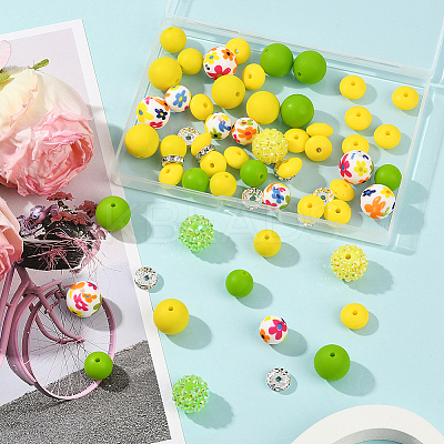 64Pcs Round & Rondelle Food Grade Eco-Friendly Silicone Beads SIL-SP0001-19C-1