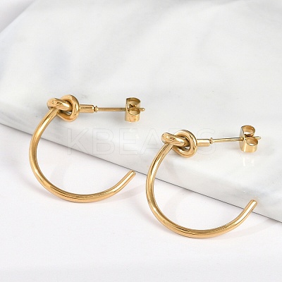PVD Vacuum Plating 304 Stainless Steel knot Stud Earrings for Women EJEW-R002-02G-1