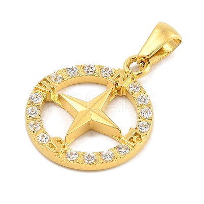 Ion Plating(IP) 304 Stainless Steel Micro Pave Cubic Zirconia Pendants STAS-D112-03G-01-1