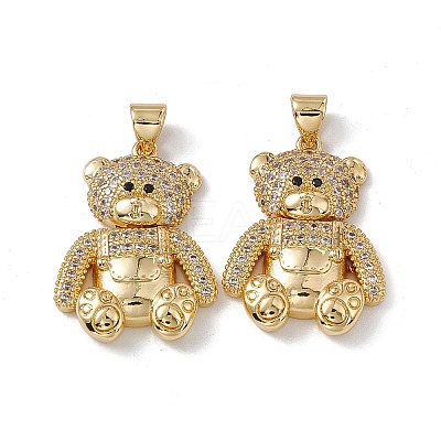 Brass Micro Pave Cubic Zirconia Pendants KK-B061-20G-02-1