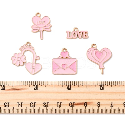 20Pcs 5 Styles Valentine's Day Theme Alloy Enamel Pendants ENAM-FP0002-15-1