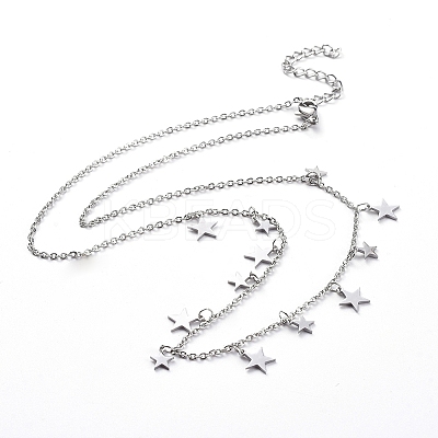 Non-Tarnish 304 Stainless Steel Pendant Bib Necklaces X-NJEW-G334-06P-1