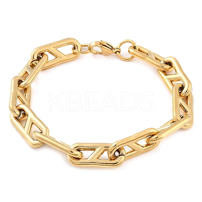 304 Stainless Steel Oval Link  Chain Bracelets for Women Men BJEW-F488-49C-G-1