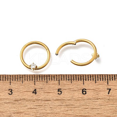 304 Stainless Steel Clear Cubic Zirconia Rhombus Hoop Nose Rings AJEW-D306-12G-1