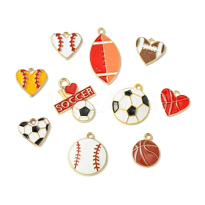 10Pcs 10 Styles Sports Style Balls Alloy Enamel Pendants ENAM-YW0004-55-1