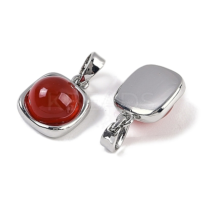 Natural Carnelian(Dyed & Heated) Square Charms KK-P283-46P-1