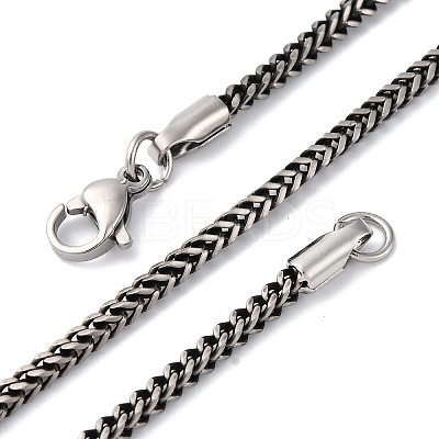 2MM 304 Stainless Steel Wheat Chain Necklaces NJEW-Q013-15B-1