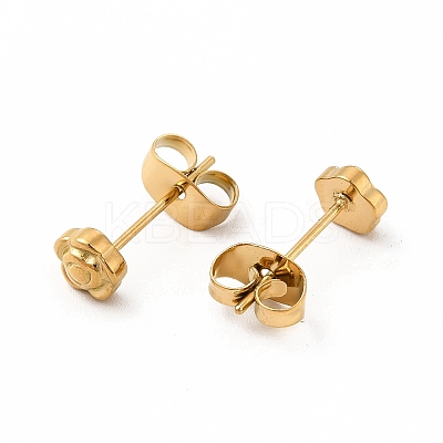 304 Stainless Steel Flower Stud Earrings for Women EJEW-C004-04G-1