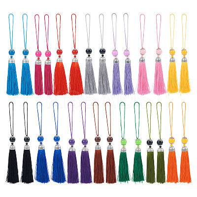 28Pcs 14 Colors Polyester Tassel Big Pendants Decorations HJEW-TA0001-07-1