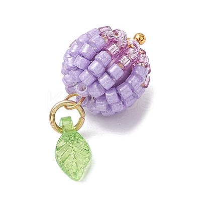 Glass Seed Beaded Berry Fruit Pendants PALLOY-MZ00729-03-1
