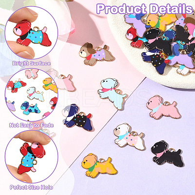 24Pcs 12 Colors Zinc Alloy Enamel Pendants ENAM-SC0007-28-1